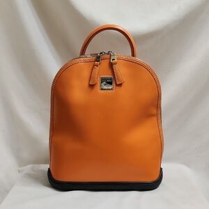 Dooney & Bourke Florentine Zip Pod Orange and Black Leather Backpack